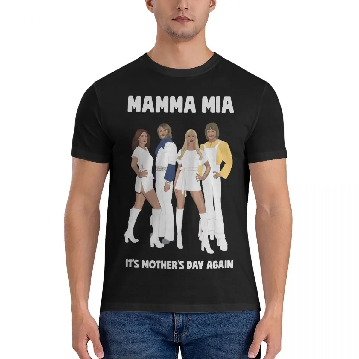 Men's T-Shirts Mamma Mia Music Vintage Pure Cotton Tee Shirt Short Sleeve A-ABBA Band T Shirts Round Neck Clothes 6XL