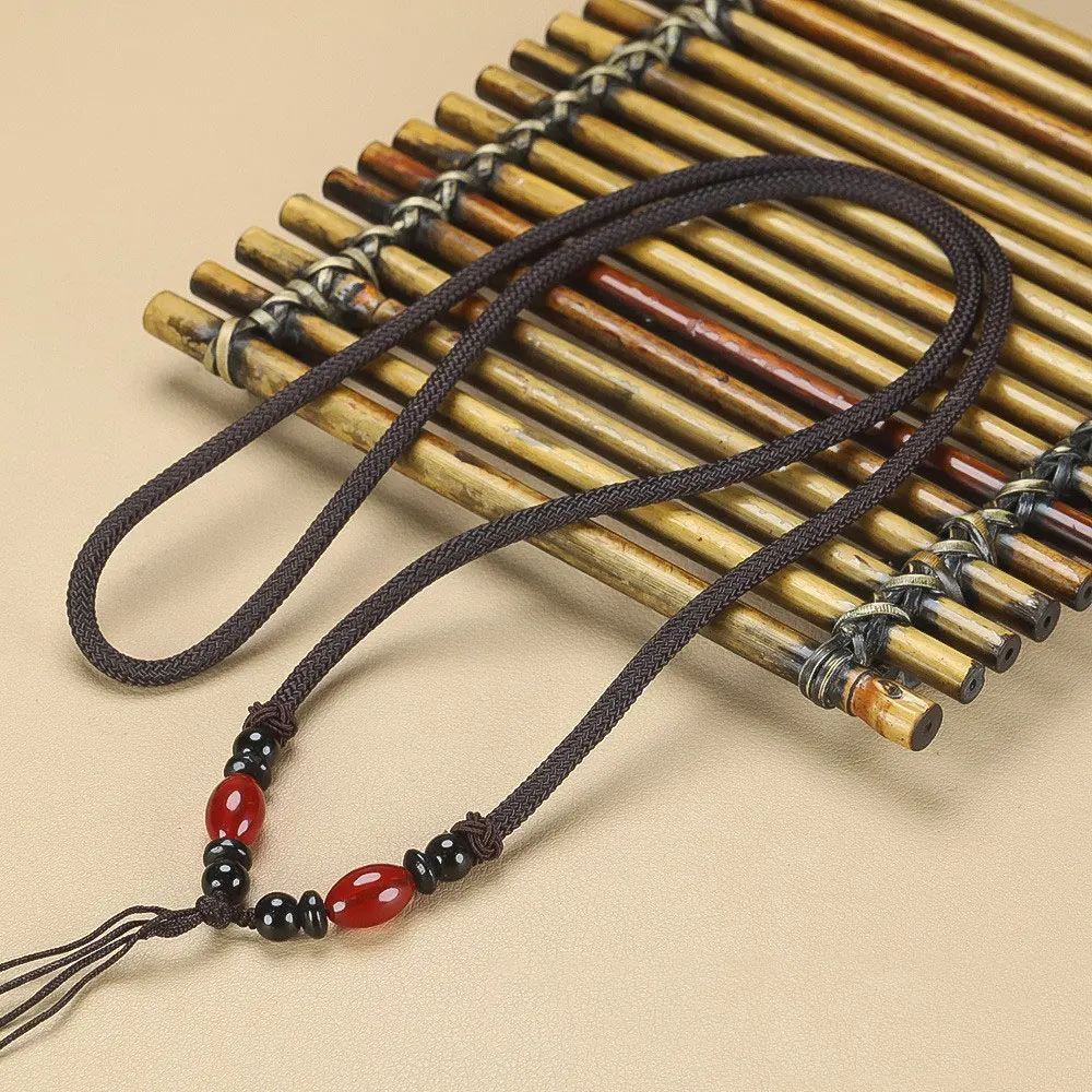Hand Woven DIY Style Ruyi Pendant Hanging Rope, Elegant Agate Jade Pendant Necklace Rope, Neck Rope, Bracelet