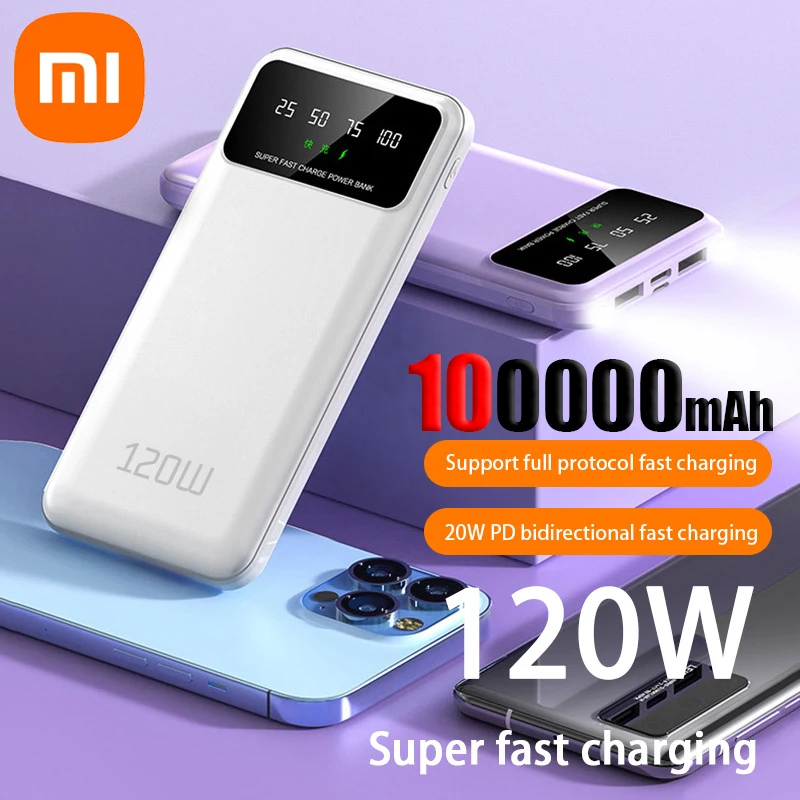 Xiaomi Power Bank 120W Fast Charging 100000mAh Large Capacity Mobile Phone Power External Battery Mobile Phone Accessories