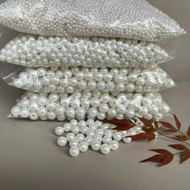 

Bright ABS imitation pearl rice white loose bead straight hole pearl jewelry clothing accessories Pearl accessories