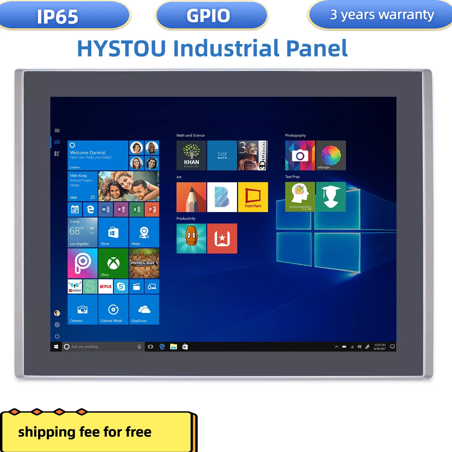 Hystou intel celeron j1900 embutido painel industrial pc 19.1 Polegada onboard4g gpio 1280*800 ip65 tela de toque tablet windows10