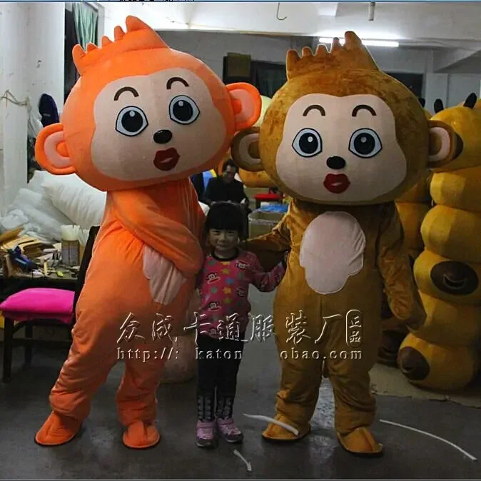 Natal impertinente laranja e marrom macaco mascote traje fantasia mascote dos desenhos animados aparecer halloween aniversário cosplay outfit