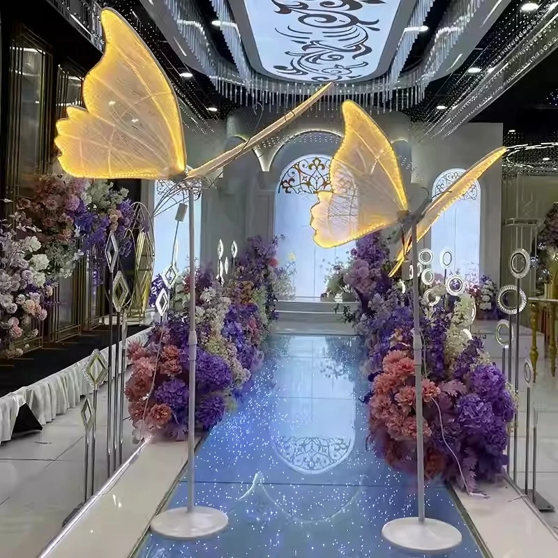 

Dreamy Glowing Butterfly Ornaments 60/80/100cm Floor Wedding Decoration Creative Butterfly Background Prop for Wedding Christmas