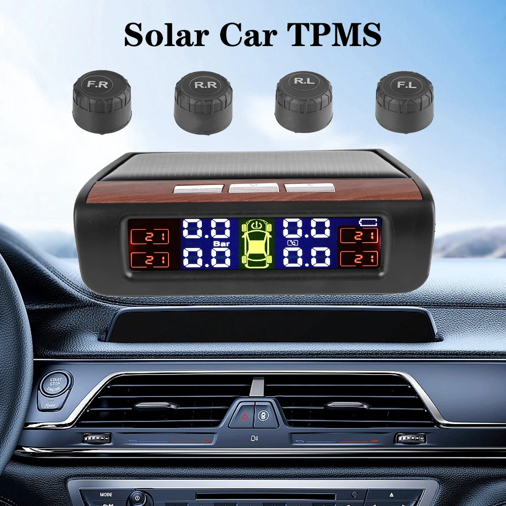 Solar USB TPMS Car Tire Pressure Monitoring System Rotating Holder Car Tyre Pressure Monitor T12 0-3.5Bar