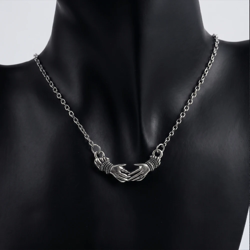 Victorian Mourning Hands Pendant Necklace, Gothic Mourning Jewelry, Y2k Women Fashion Charm Statement Women Gift