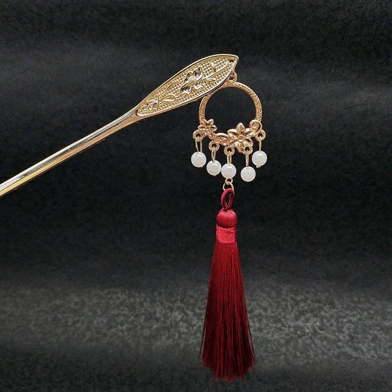 Ancient-Style Tassel Lotus Hairpin with a High-End Feel, Traditional Chinese Style Hairpin, Retro Simple Hanfu Hairpin