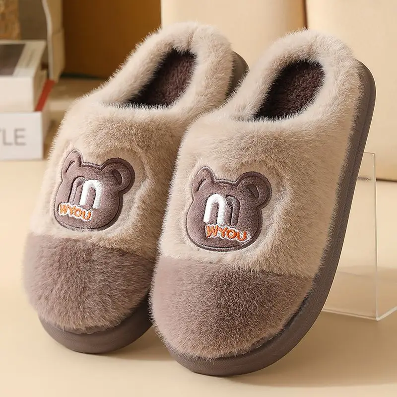 Men Winter Cotton Slippers Non Slip Warm Thick Sole Indoor Home Shoes Teen Casual Plush House Footwear New