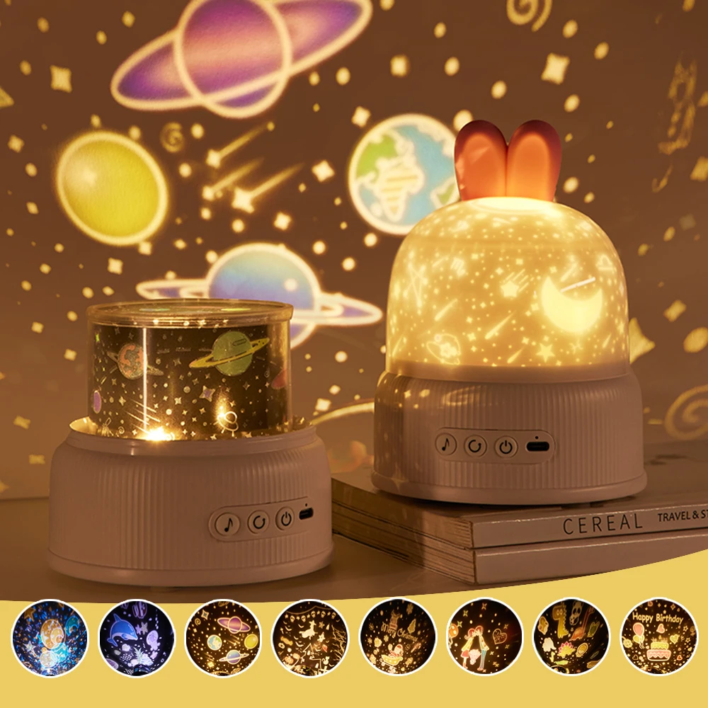 Kawaii Projector Night Light For Nursery Rotated Kids Ocean Projector Sleeping Lamp For Party Birthdays Christmas Gifts