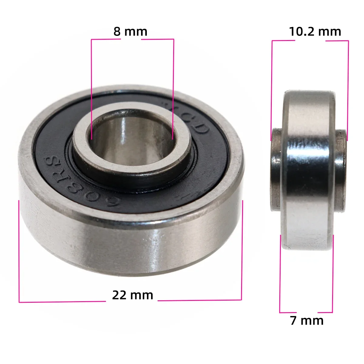 1 stks 608-10.2-2RS 8x22x7x10.2 MOCHU lager met verhoogde binnenring