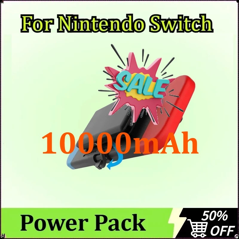 

10000mAh For Nintendo Switch Portable Power Bank Back Clip Power Pack Phone Tablet USB TypeC External Fast Charging Battery Case