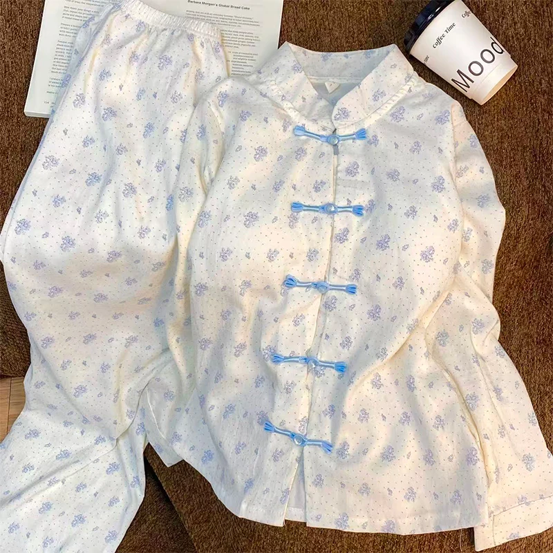 

Pajama Elegant Sets Women Sleepy Time Modal Pure Design Night Loungewear Fluffy Texture Round Neck Long Sleeve Capri Pants Unise