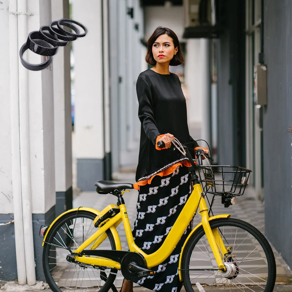 

5pcs Carbon Fiber Headset Spacers 3 Thickness Bike Stem Fork Adjuster Handlebar For Road Mountain Bicycle