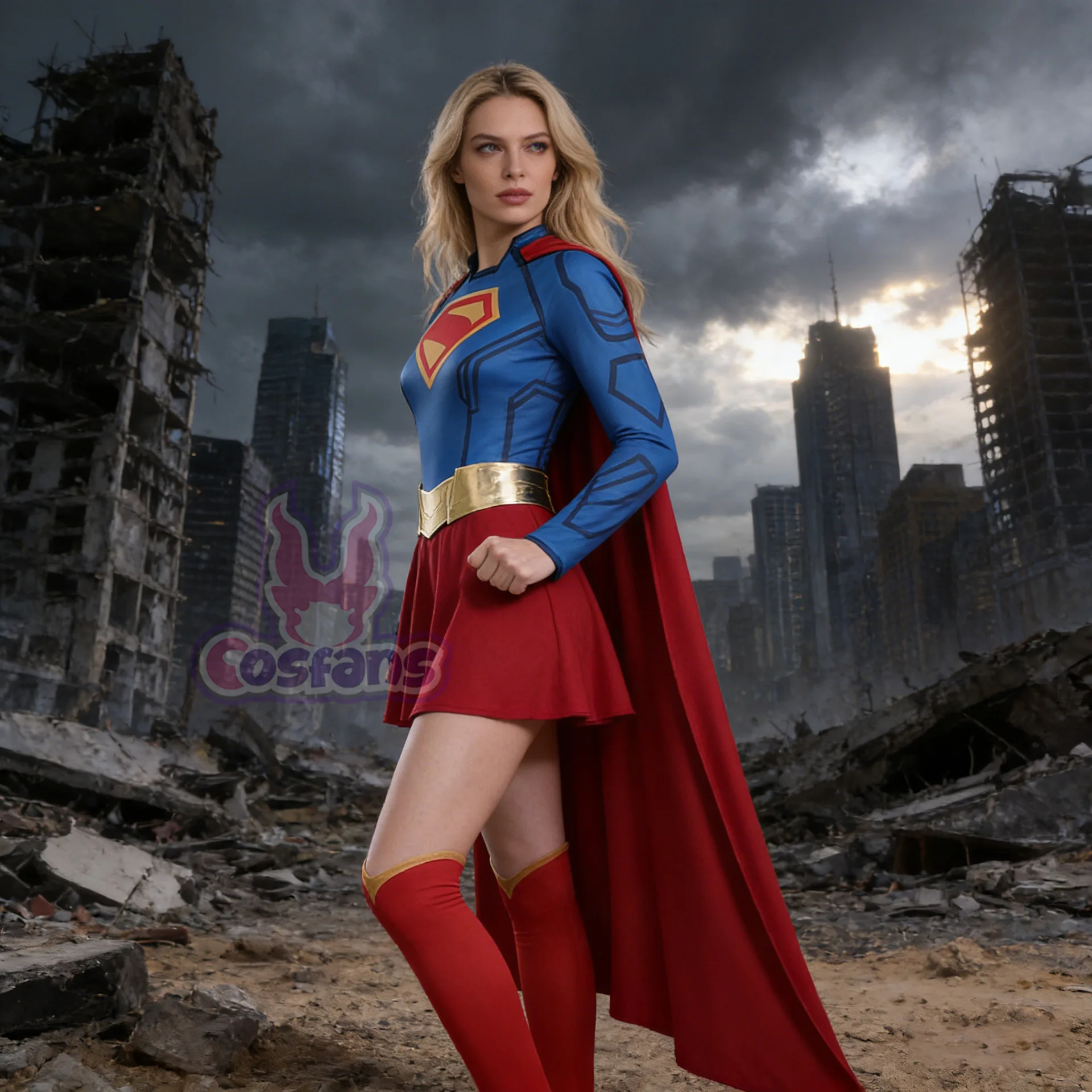 Disfraz de Superhéroe Femenino Rojo, Traje de Cosplay, Capa, Conjunto Completo, Mono Elástico Impreso en 3D, Capa de Supergirl, Traje de Batalla para Halloween