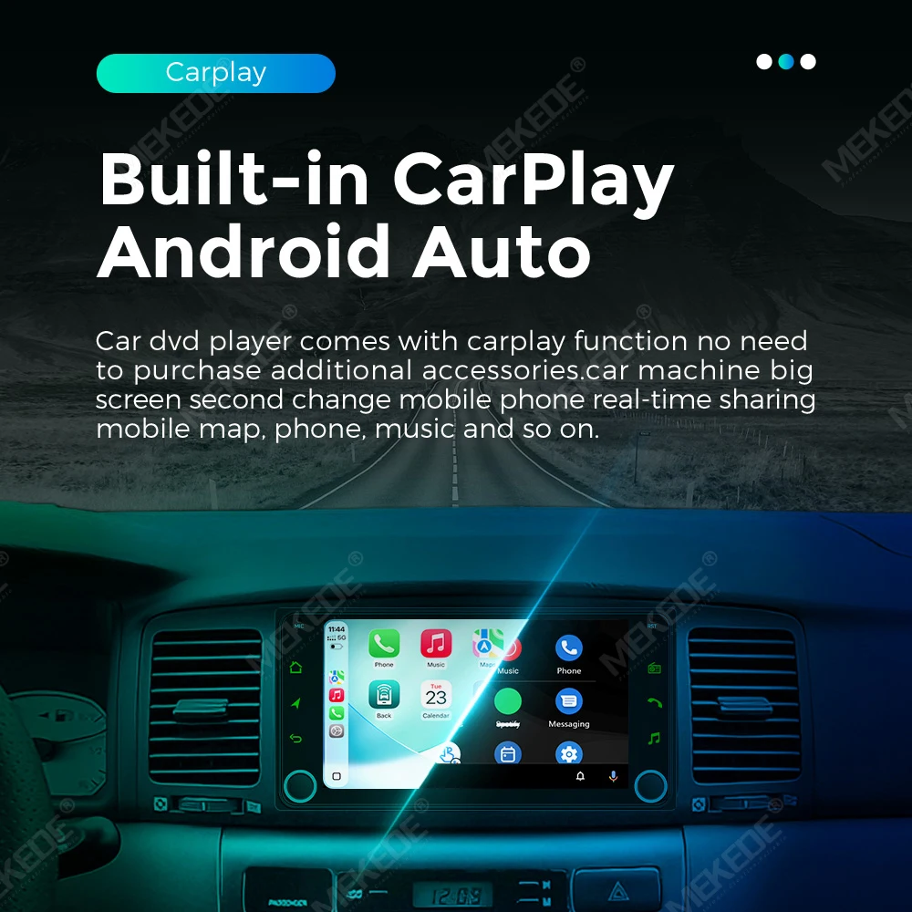 7inch CarPlay Android Auto GPS Navigation Multimedia 2Din Car Audio Radio With Knob LED BT For Toyota COROLLA Yaris CAMRY RAV4