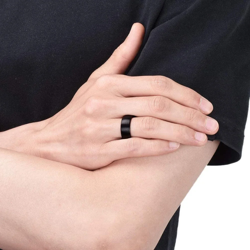 Men Stainless Steel Rings Black Solid Simple Vintage Rings for Men Wedding Bands Christmas Party Jewelry