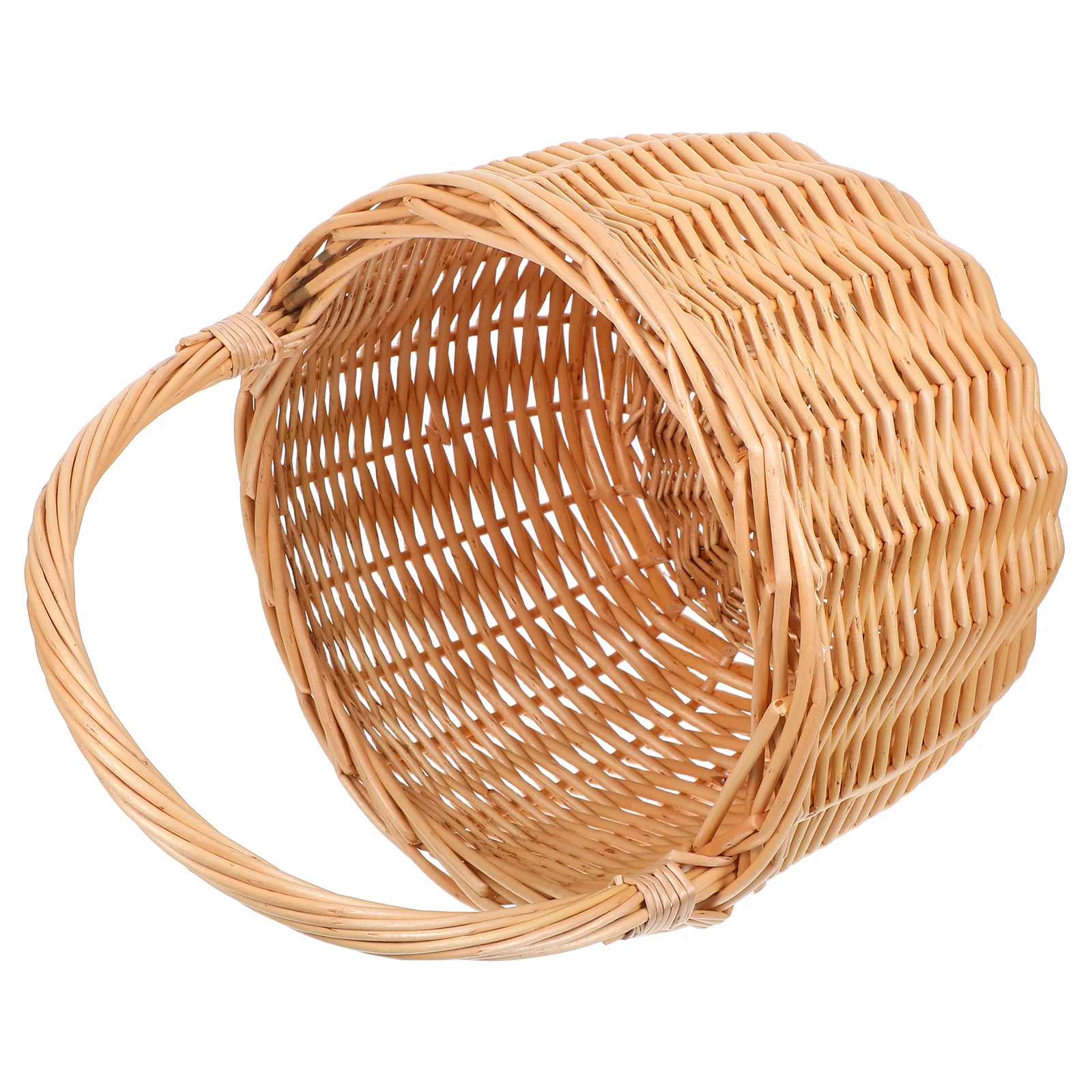 

Wicker Picnic Basket Handwoven Willow Flower Girl Garlic Potato Onion Handles Portable Storage Baskets Market Hamper Bread