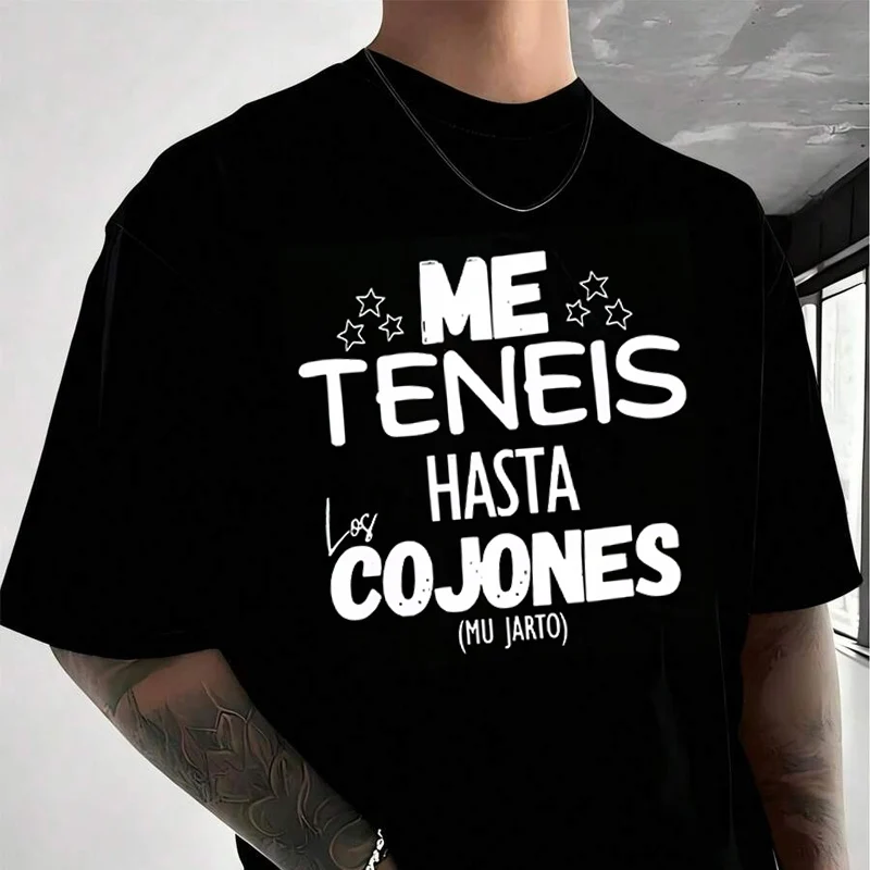 

Футболка унисекс с забавными испанскими фразами и шутками, свободного кроя, мужская повседневная спортивная футболка с коротким рукавом, летние топы