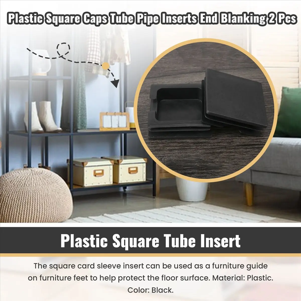 MALL 75mm x 75mm Plastic Square Caps Tube Pipe Inserts End Blanking 2 Pcs