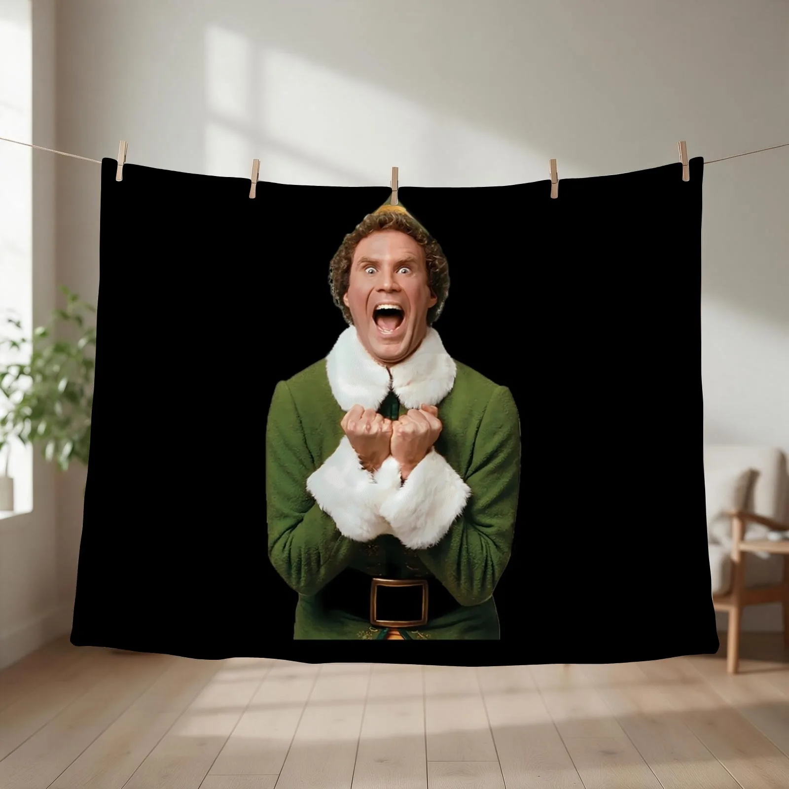 Excited Buddy the Elf Christmas Throw Blanket couch cozy soft plush fuzzy picnic outdoor blanket
