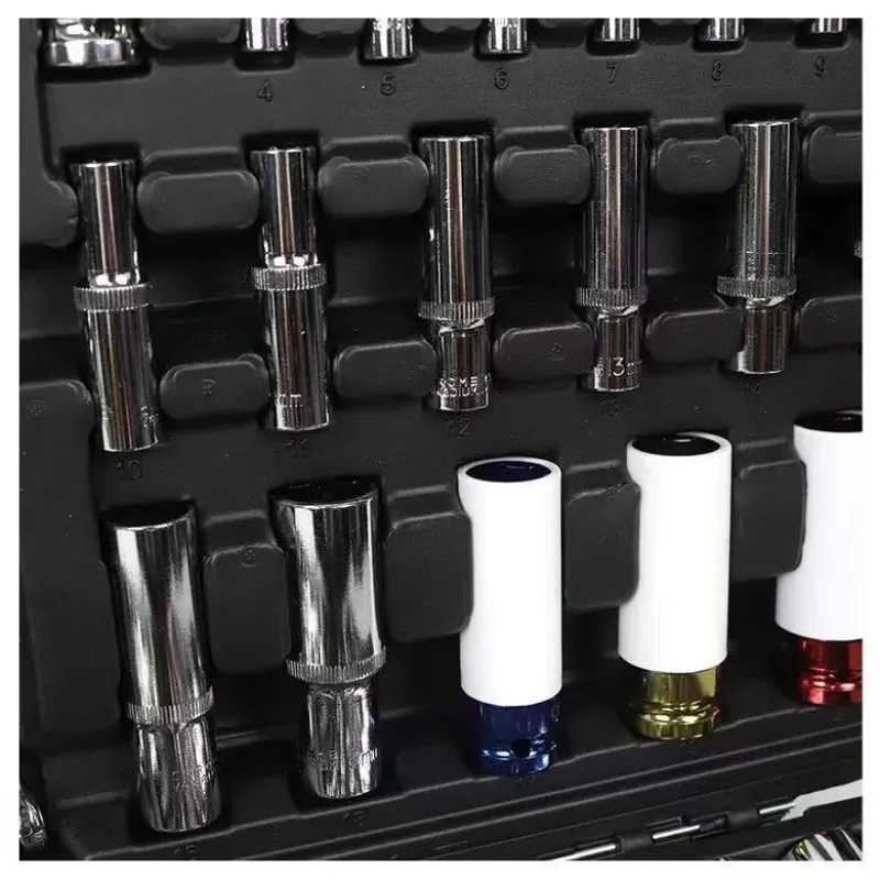 72 Teeth 222 Pieces Multifunctional Socket Ratchet Wrench Home Car Maintenance Hardware Tool Box Set Complete Set