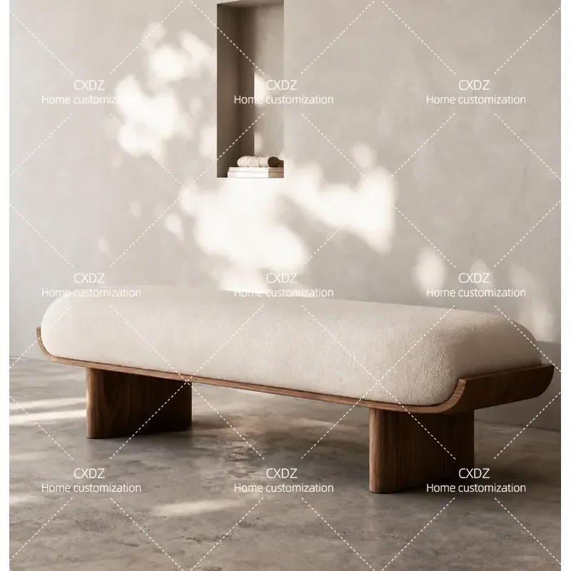 Small Apartment Bedroom Bedside Stool Living Room Dining Bench Simple Solid Wood Fabric Cloakroom Shoe Changing Stool