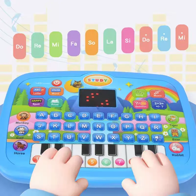 Doppelt als elektronische Tastatur, Geburtstags-Weihnachtsgeschenk, Lerntablett-Spielzeug für Kinder ab 3 Jahren, Alphabetisierung, Mathematik, Musiklernen