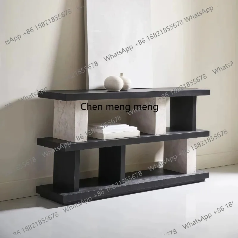 

RH Entrance table Modern simple shelf Living room decoration table, travertine bookshelf Entrance
