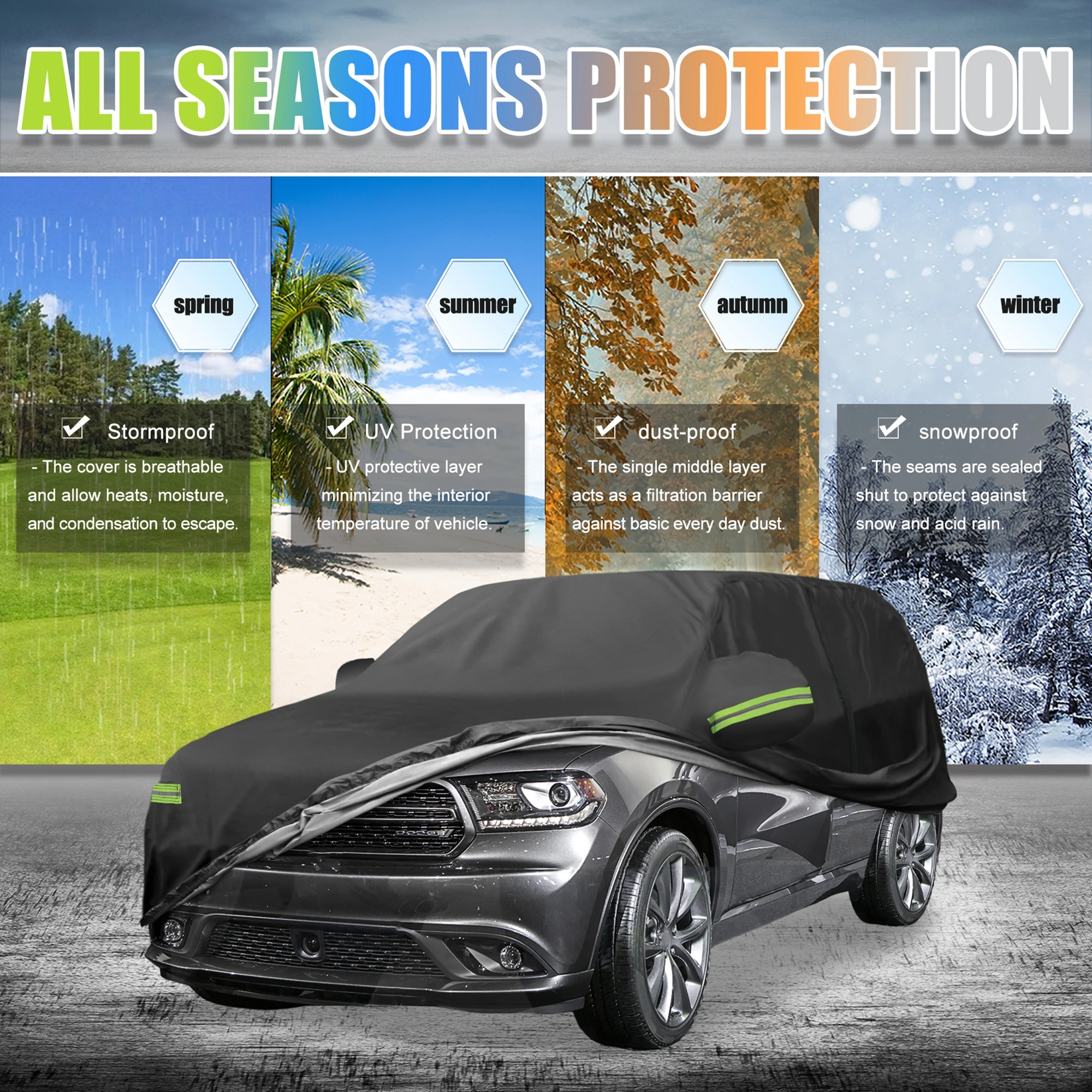 

Uxcell Waterproof Car Cover for Dodge Durango 2011-2023 Full Car Cover with Zipper