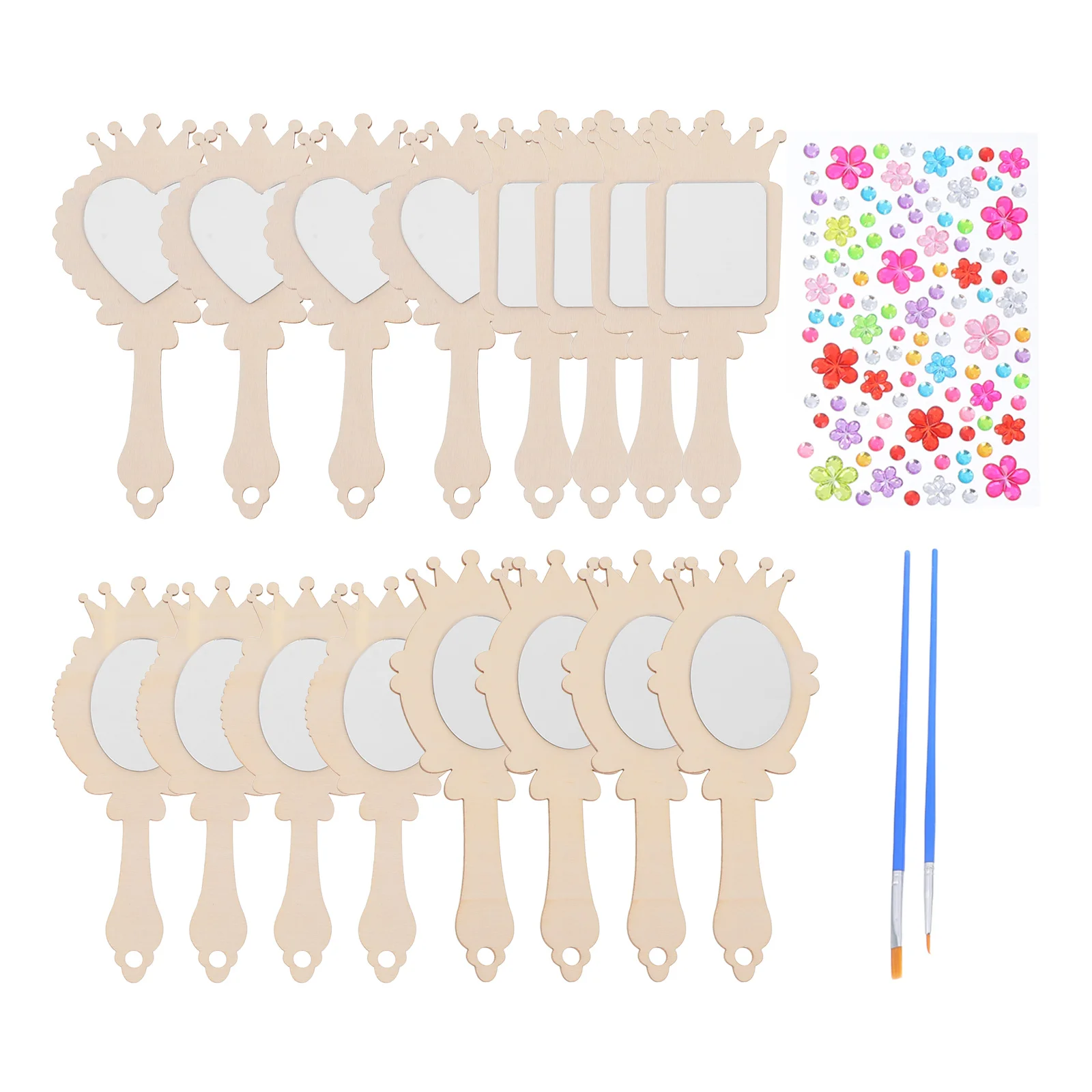 12 sztuk dziecięcych dekoracyjnych lusterek, surowe drewniane lusterek do samodzielnego wykonania, do malowania, puste, akcesoria dla księżniczek, łatwe w użyciu.