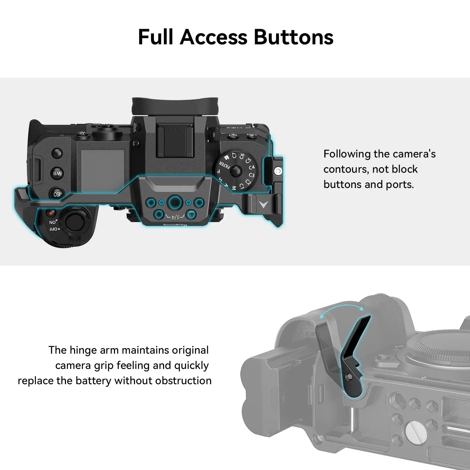 SmallRig Camera Cage for FUJIFILM X-H2 / X-H2S Aluminum Alloy Video Making Camera Rig with NATO Rails Quick Release Plate -3934