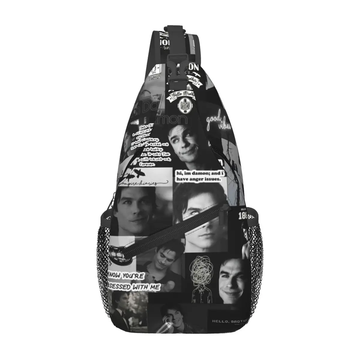 

The Vampire Diaries Damon Salvatore Sling Bag Chest Crossbody Shoulder Backpack Outdoor Hiking Daypacks TV Series Fashion Pack