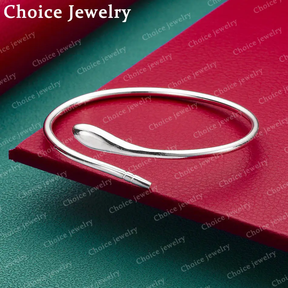 

925 Sterling Silver Bangle Open Bracelet For Women Fashion Jewelry Classic Simple Holiday Party Birthday Gift Accessories