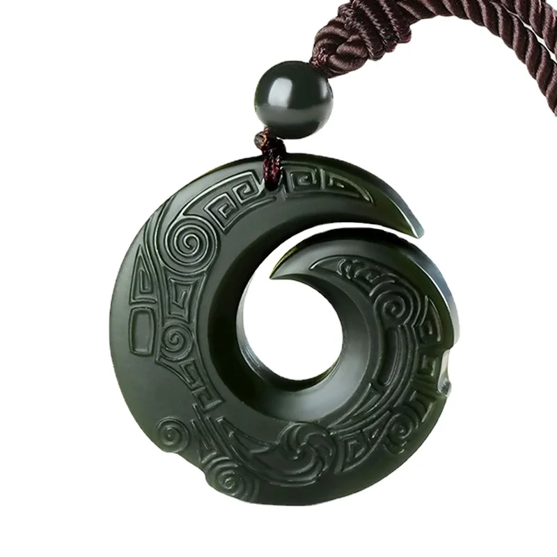 Natural Hetian Jade Pendant Necklace Jadeite Jewelry for Men Gifts Buddhist Lucky Carved Fashion Charm Women Amulet