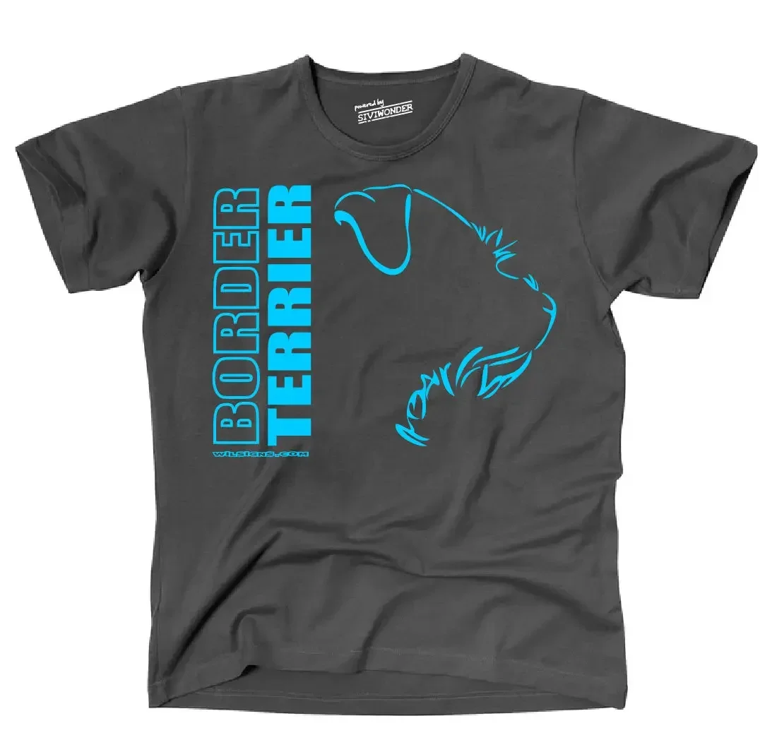 Print Round Neck Man TWILPROF T-Shirt Hunde Hund BORDER TERRIER Im Profil Wilsigns Siviwonder Print T-Shirts