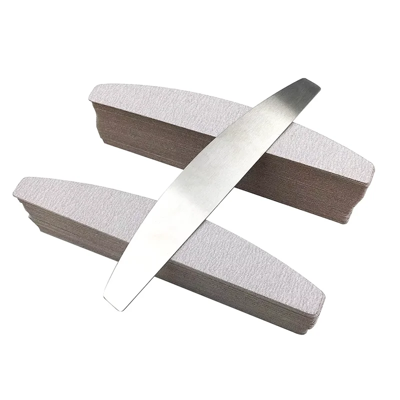 New Grey Metal Nail File Calluses Remover Manicure Nail Art Stainless Steel Handle Sand Paper With 50 pcs Replacement Sand Paper