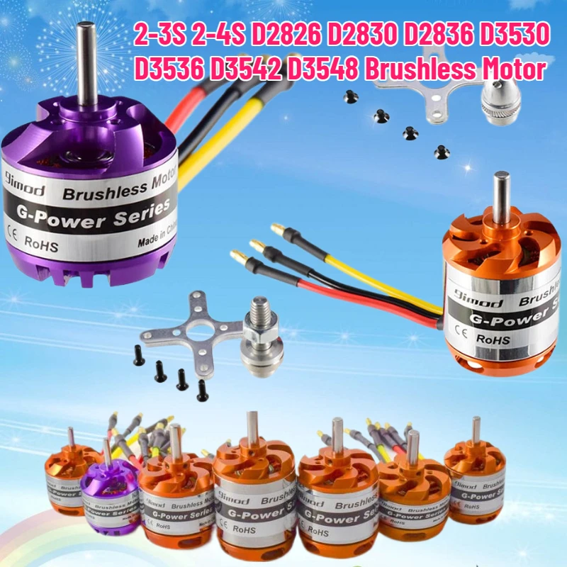 

2-3S 2-4S D2826 D2830 D2836 D3530 D3536 D3542 D3548 Brushless Motor for RC Mini Multicopters Stationary Aircraft