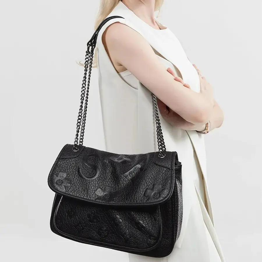

Vintage Women Chain Strap Messenger Bag PU Leather Shoulder Bag Autumn New Office Ladies Work Crossbody Bags Satchels