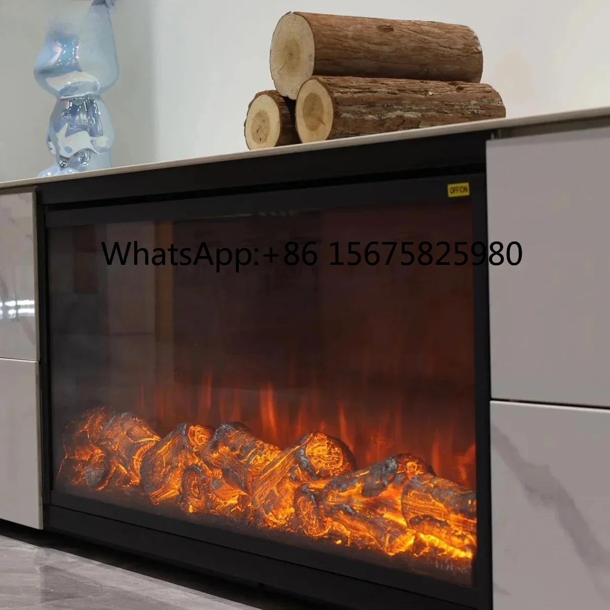 Modern Indoor 3D Flame Fireplace Built-in Electric Decorative Heating Device