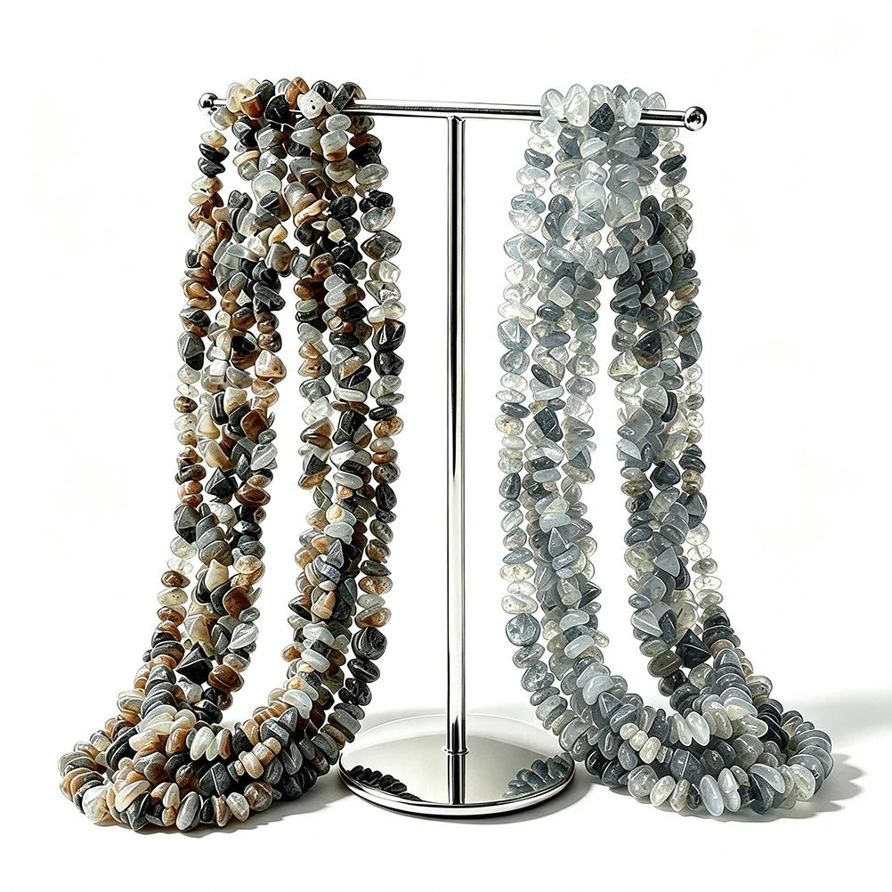 Natural Labradorite Chips Beads Irregular Gravel Stone Beads Pre-drilled Loose Spacer for DIY Bracelet Necklace Jewelry Making