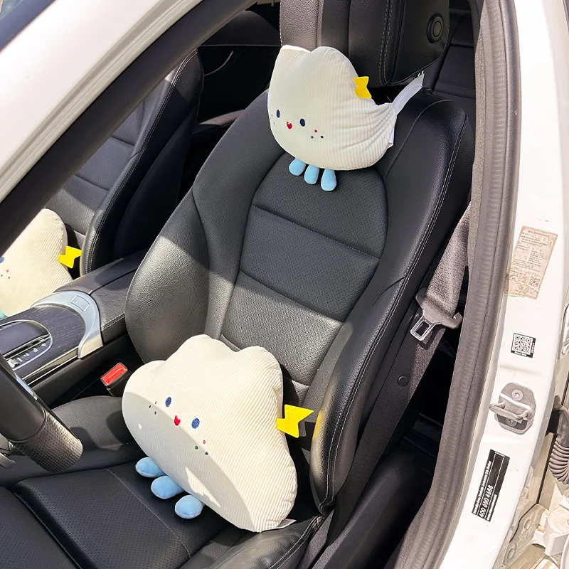 New Cartoon Creative Cloud Rainbow Soft Cute Lumbar Support Car Waist Neckpillow Headrest Car Interior Decorations