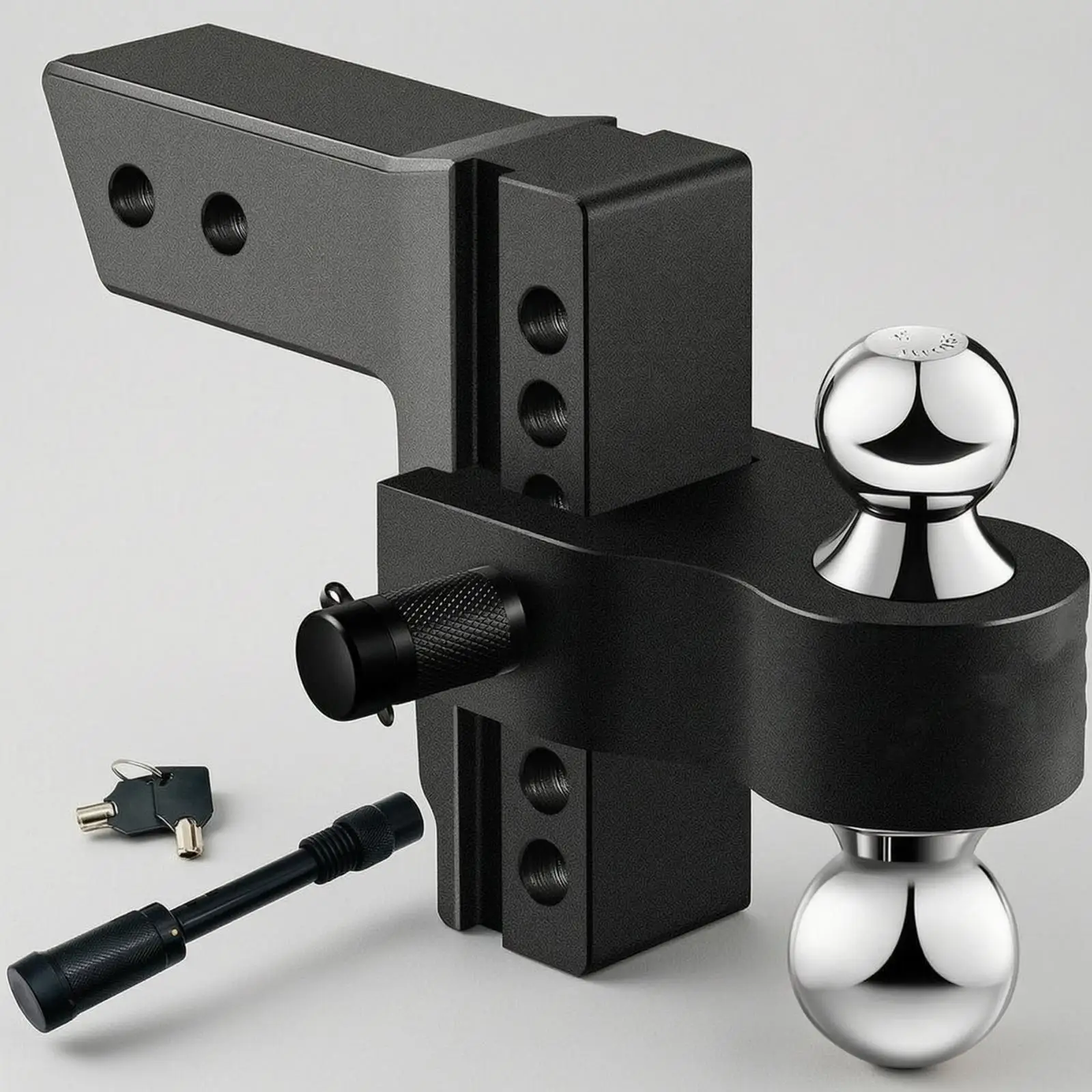Adjustable Trailer Hitch Ball Mount 6-Inch Adjustable Hitch Lockable Adapter Trailer Arm for Towing, Transporting