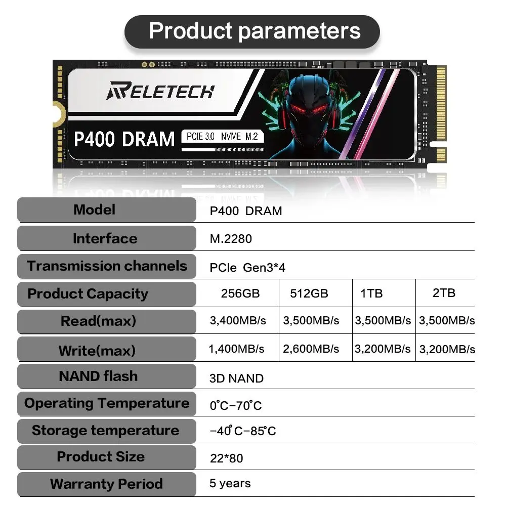 ريليتك-محرك أقراص صلبة داخلي ، قرص صلب للكمبيوتر المحمول ، P400 ، درام ، SSD ، NVMe ، PCIe3.0 x 4 ، 1 GB ، 2 ، m 2 ،