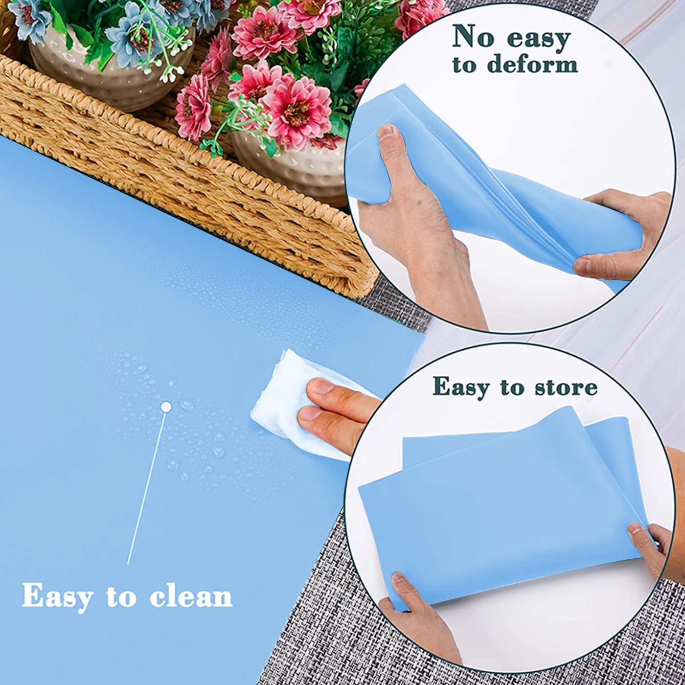 Table Mat Dining Silicone Placemat Hot Pad 1mm Thickness Tablecloth Table Protector Baking Mat Non Slip Kitchen Desk Decorations