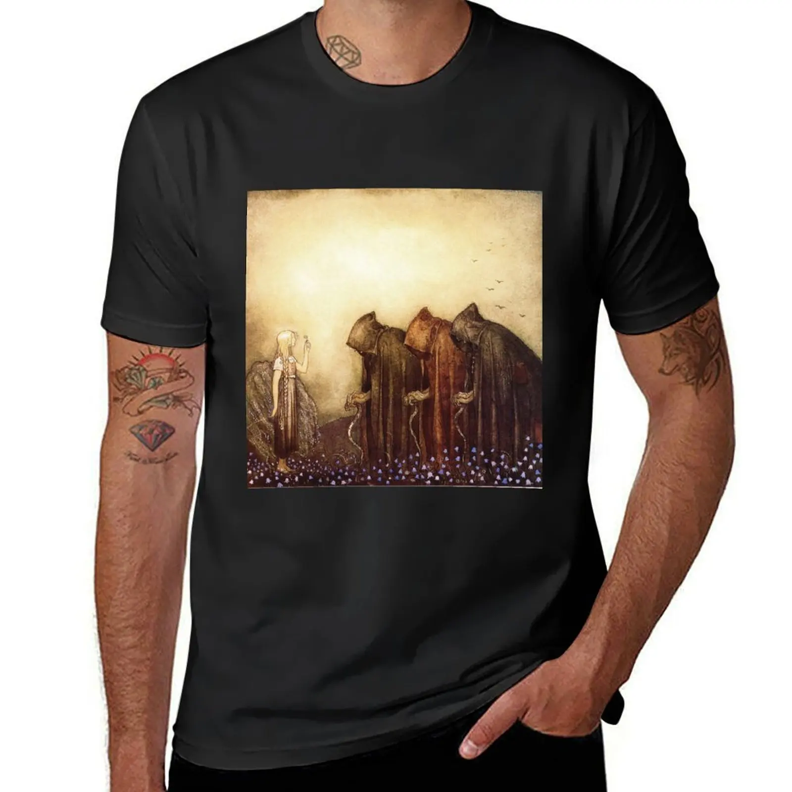 “The Golden Key” Watercolor by John Bauer T-Shirt sublime graphics tees mens funny t shirts