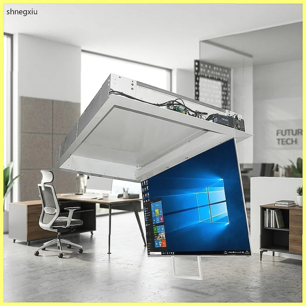 Motorized Ceiling TV Mount, Automatic Flip Down Hidden Bracket for Space Saving