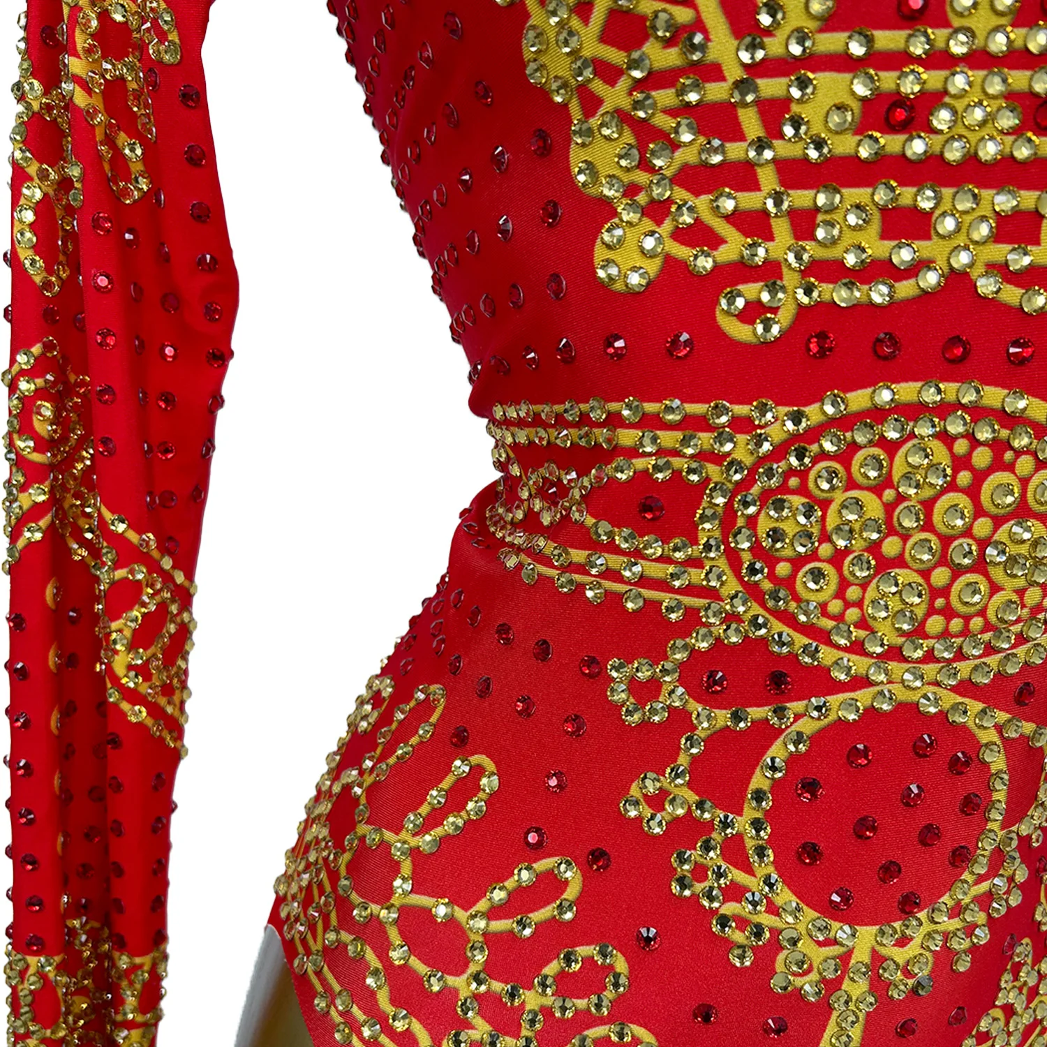 Sexy Sparkly Red Crystals Leotard Nightclub Birthday Celebrate Rhinestones Bodysuit Dance Costume Stage Photoshoot Wear Napolun