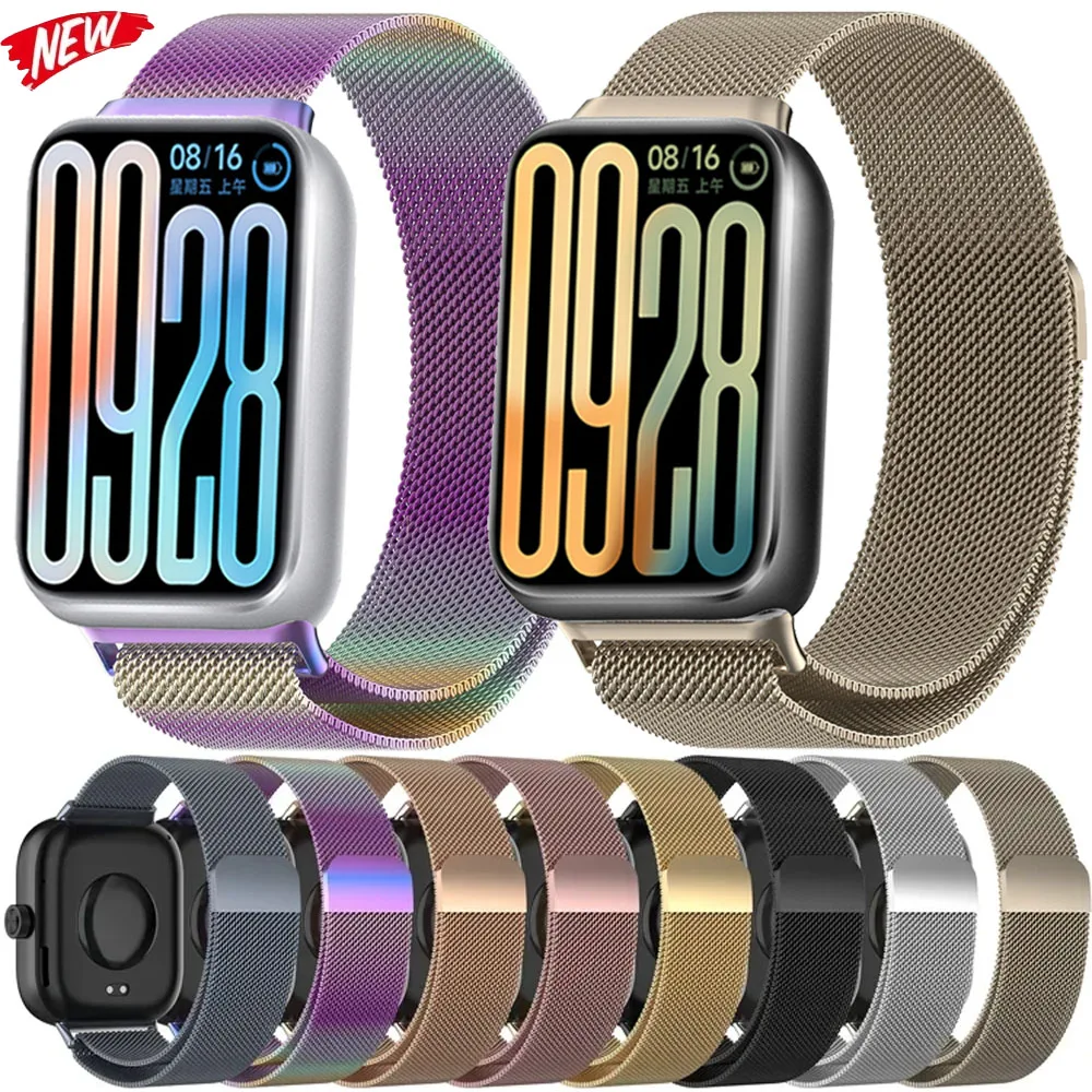 Magnetic Loop Bracelet For Xiaomi Mi Band 10 9 Pro 8 Pro Stainless Steel Strap For Redmi Watch 4 5 6 Metal Strap Accessories