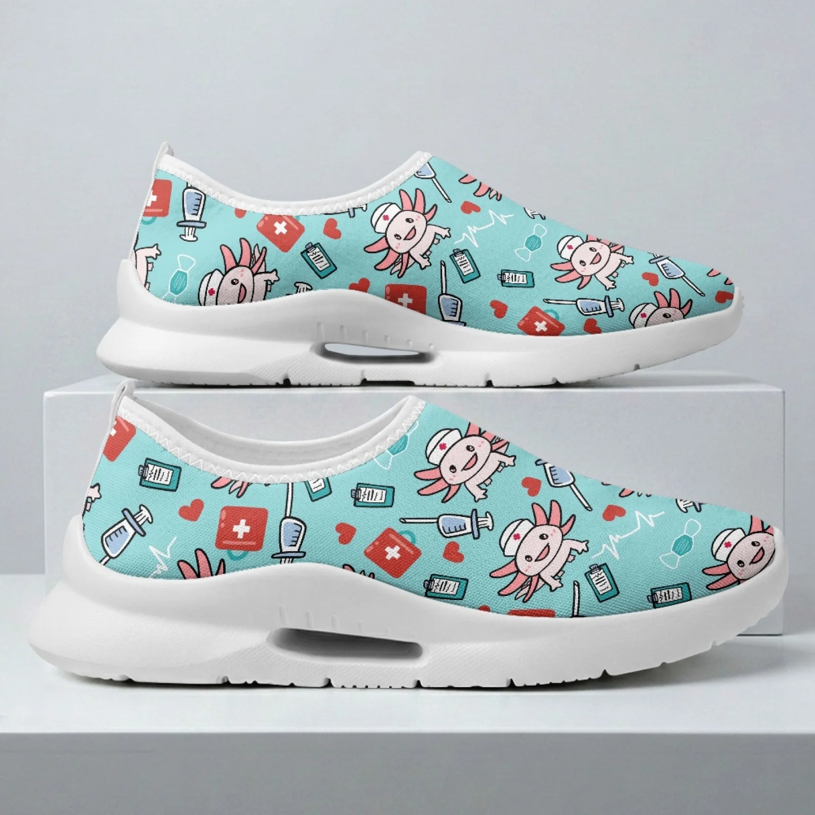 XIXIRIMIDO Chaussures à enfiler à bout large pour femmes, Chaussures d'infirmière, Baskets et chaussures décontractées pour hommes, Zapatillas de Mujer Soft Dr Axolotl