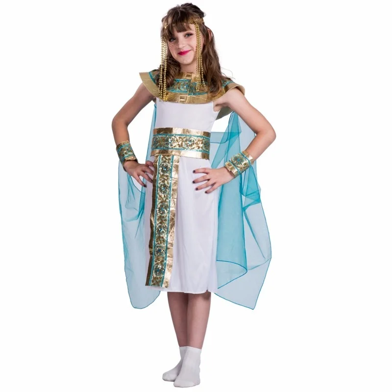 2022 New Child Cute Egyptian Queen Halloween Costume Girls Luxury Pharoah Cosplay Carnival Easter Purim Fancy Dress