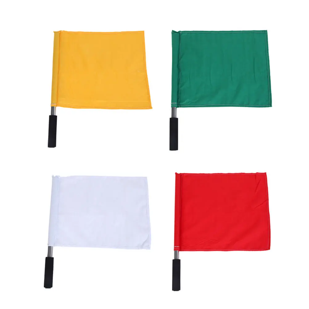 

4pcs Hand Waving Signal Supplies Fan Hand Held Racing Flags Sports Signal Flag For Football Penalty Referee Commanding Stainless